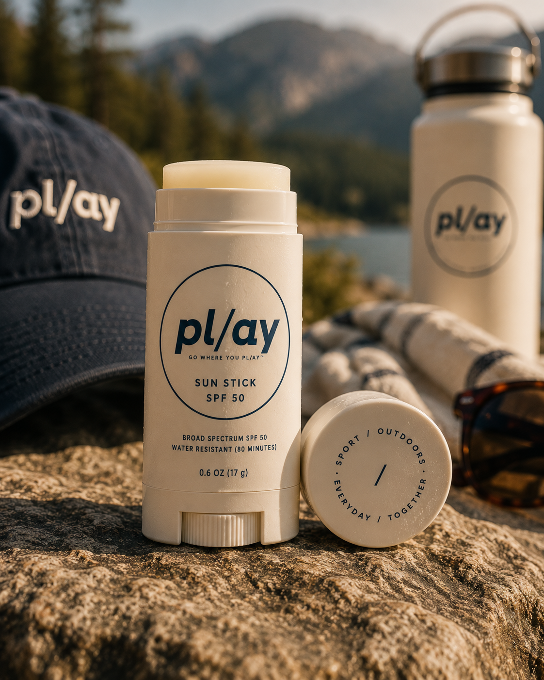 The PL/AY Stick — portable sun and skin protection.
